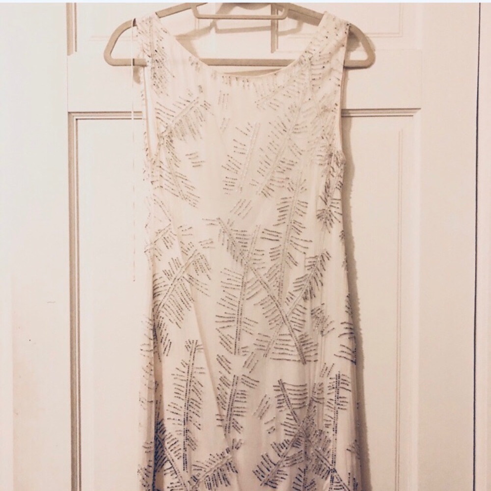Alice + Olivia beaded white mini dress